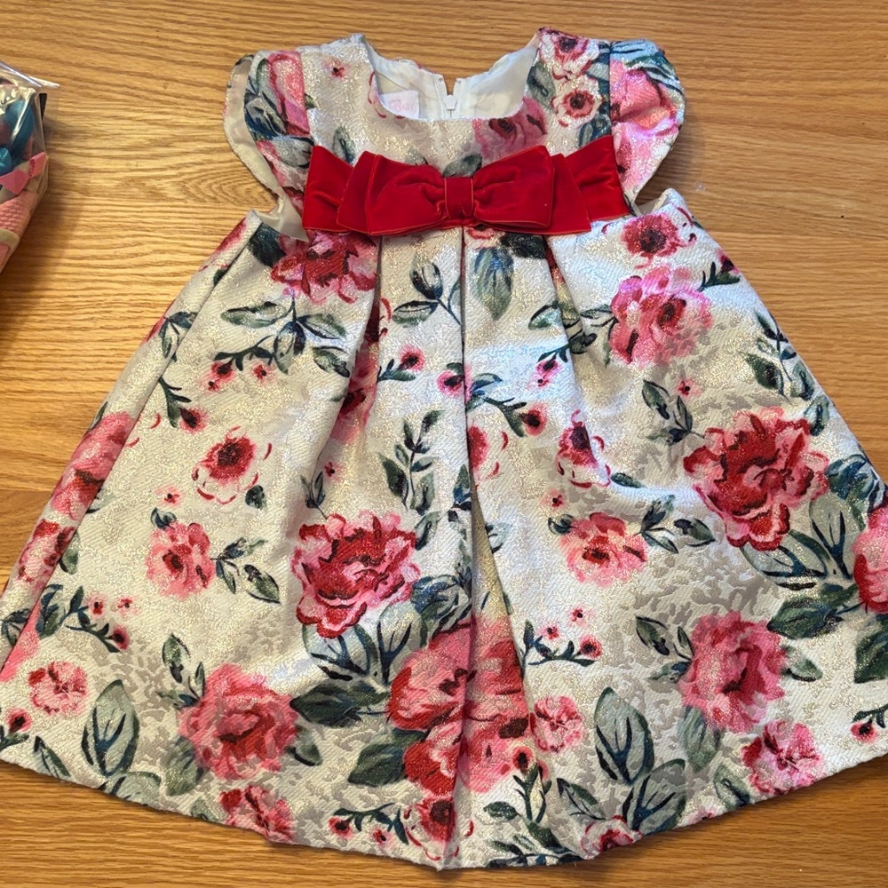 Bonnie Jean Pink and Green Floral Dress